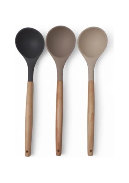 Bambu Saplı Silikon Kepçe, Bambu Uzun Silikon Çorba ve Sos Kepçesi 27CM 3 Renk Seçenekli (Taba) modelleri