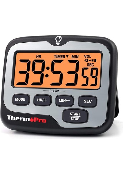 TM01 Mutfak Zamanlayıcısı, Geri Sayım ve Kronometre, Ayarlanabilir Sesli Alarm ve Geniş Arkadan Aydınlatmalı LCD Ekranlı Manyetik Zamanlayıcı Saat