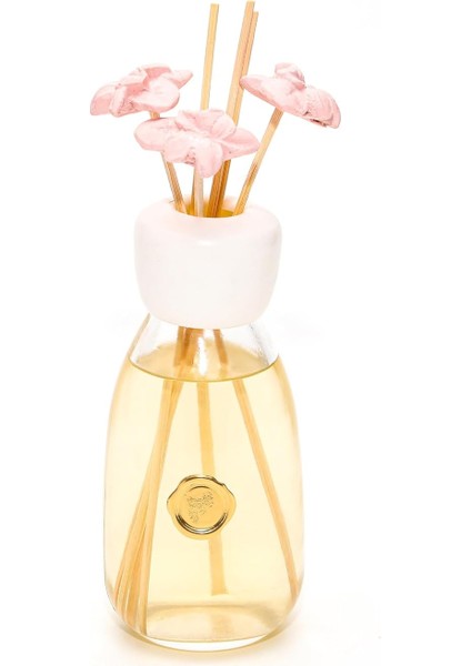 Missi 230 ml Pembe Seramik Çiçek Taş Çubuklu Garden Rose-Pudra Oda Kokusu