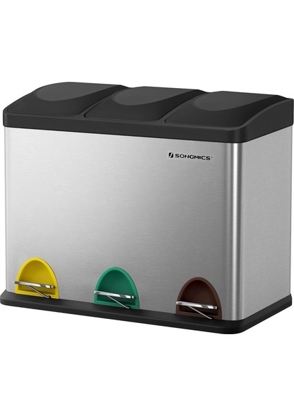 Çöp Kutusu Çöp Kutusu Iç Kova ile 45 Litre 3 x 15L Muelltrennsysteme Pedallı Kova Paslanmaz Çelik LTB45L