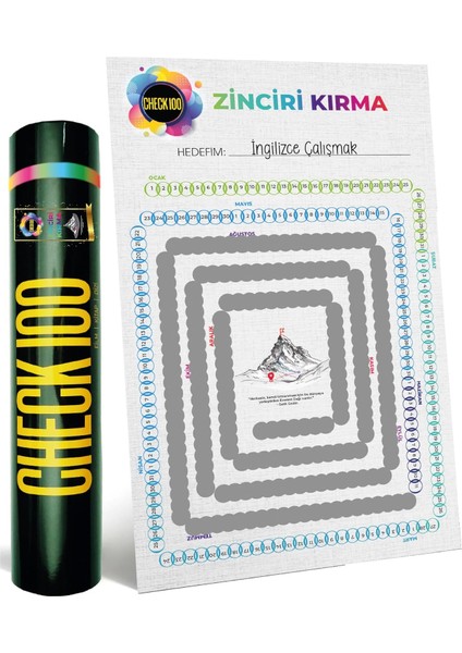 Kazınabilir Zinciri Kırma Posteri, Hedef Zinciri Kırma Kazı Kazan Posteri, Kişisel Gelişim Hediyesi, Zinciri Kırma, Hedefli Poster, Kişisel Gelişim Posteri