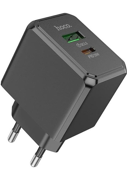 Hc Seri Akım Koruma QC3.0+20W Şarj Başlık Usb+Type-C Girişli Şarj Aleti Type-C Girişli Hızlı Şarj