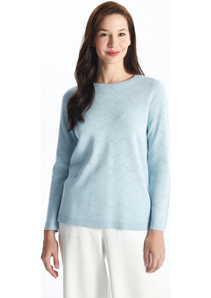 Yeni Sezon Bisiklet Yaka Desenli Kadın Triko Kazak