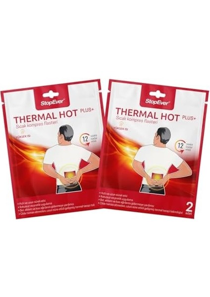 Stopever Thermal Hot Plus+ Isı Terapili Sıcak Kompres Flasteri – Kas ve Eklem Rahatlatıcı (2x2'li Paket) | 12 Saat Süren Ekzotermik Sıcaklık ile Hızlı Etki | Bel ve Sırt Ağrısı Için Isı Bandı fiyatları
