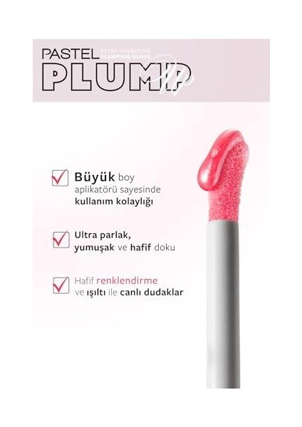 Pastel Plump Up Extra Hydrating Plumping Gloss - Dolgunlaştıran Dudak Parlatıcısı, 206 Chic, 5,3 ml