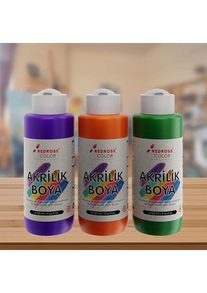 Rose Yeşil, Mor, Turuncu Akrilik 3'lü Set 3X120 ml fiyatları