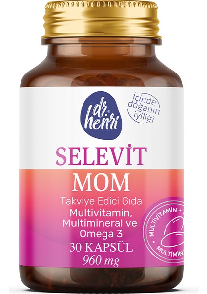 Selevit Mom 30 Kapsül Omega-3, Multivitamin ve Multimineral İçeren Takviye Edici Gıda
