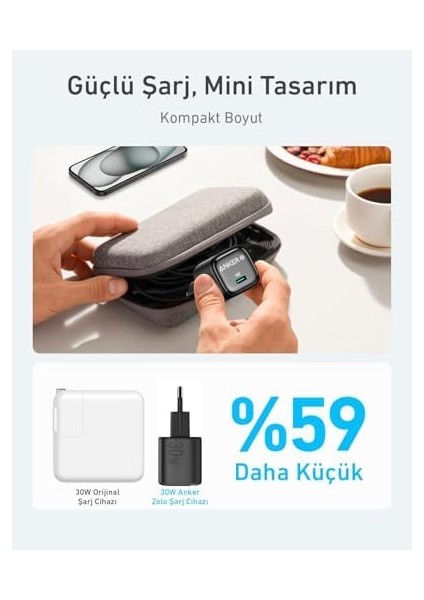 USB C Gan 30W, Pd 3.0 Pps Hızlı Şarj Cihazı Siyah - A2698 fiyatları