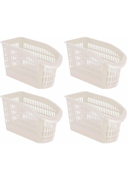 Düzenleyici Sebzelik Dar Sepet Seti, Çok Amaçlı Plastik Organizer, 4 Parça, Krem