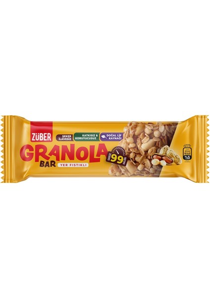 Züber Yer Fıstıklı Granola Bar, 25 G x 15