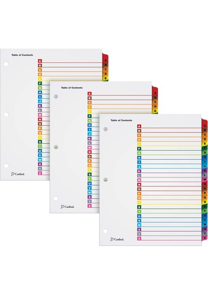 A-Z Sekme Ayırıcılar, 3 Halkalı Klasör Için, Özelleştirilebilir Içindekiler Sayfası, Çok Renkli A-Z Sekmeleri, 3 Set (63218)
