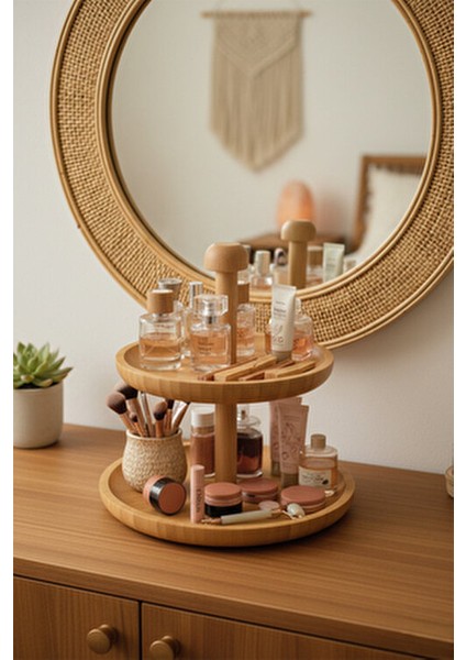 Zeyn 2 Katlı Sunum Tabakları Doğal Ahşap 20 x 25 cm Zarif Tasarım