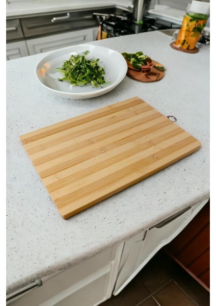 Bambu Kesme Tahtası Antibakteriel Yıkanabilir Doğrama Tahtası Dikdörtgen 24 * 34CM Büyük Boy