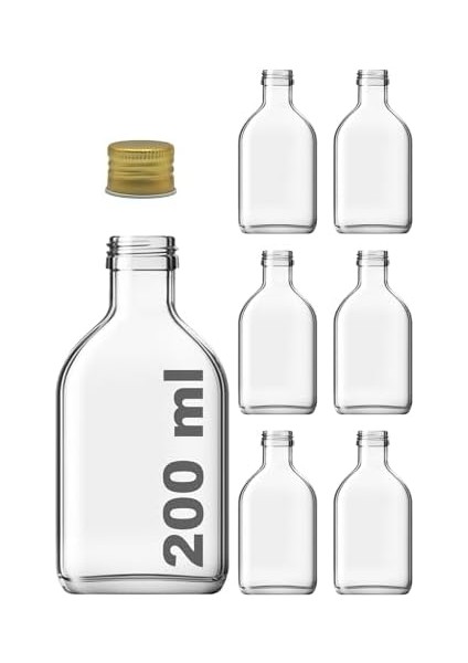 200 cc Kapaklı Cold Şişesi 200 ml Yassı Soğuk Kahve Cam Şişe 6 Adet ( / (Metal)) modelleri