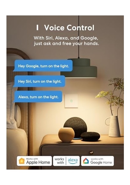 ile Uyumlu Akıllı Işık Şalteri, Wlan Duvar Şalteri, 1 Yollu 1 Vites, Sıfır Iletkene Ihtiyaç Duyar, Siri,, ve Smartthings ile Uyumlu, 2,4 Ghz fiyatları