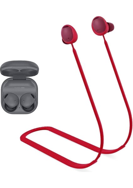 Galaxy Buds2 ile Uyumlu/galaxy Buds2 Pro ile Uyumlu Yumuşak Güçlü Silikon Özel Kaymaz Tasarım Spor Kaybolmaya Karşı Kulaklık Aksesuarları Boyun Ipi Kırmızı