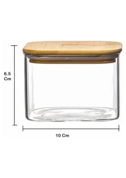 Bambu Kapaklı 380ML Cam Kavanozları, Hava Geçirmez Kare Borosilikat Kapları, Tuz Şeker Makarna Bakliyat Için Boş Kavanoz modelleri