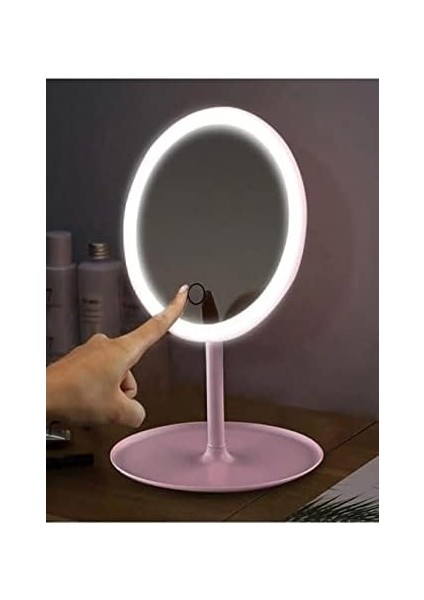Mobee Dokunmatik LED Işıklı USB Li Yuvarlak Masa Üstü Makyaj Aynası Güzellik Ledli Makyaj Aynası fiyatları
