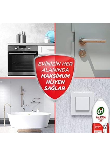 Cif Ultra Hijyen Jel Yüzey Temizleyici Çamaşır Sulu Katkılı Leke Çıkarıcı Yağ Çözücü 1500 ml