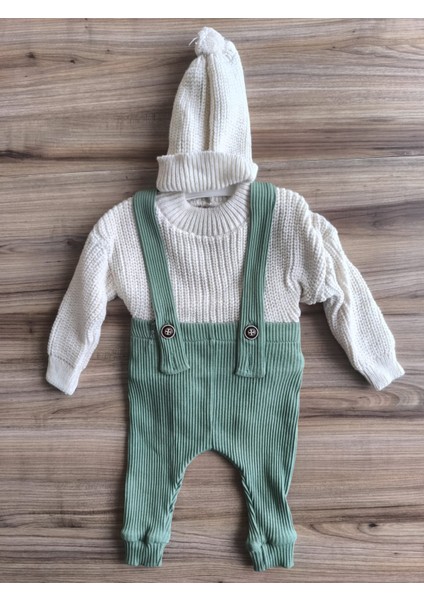 Laura Baby Erkek Bebek/çocuk Şapkalı 3 Lü Tulum Set