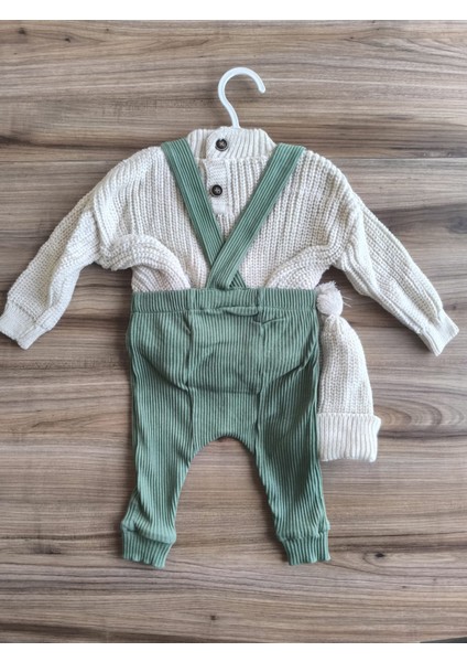 Laura Baby Erkek Bebek/çocuk Şapkalı 3 Lü Tulum Set
