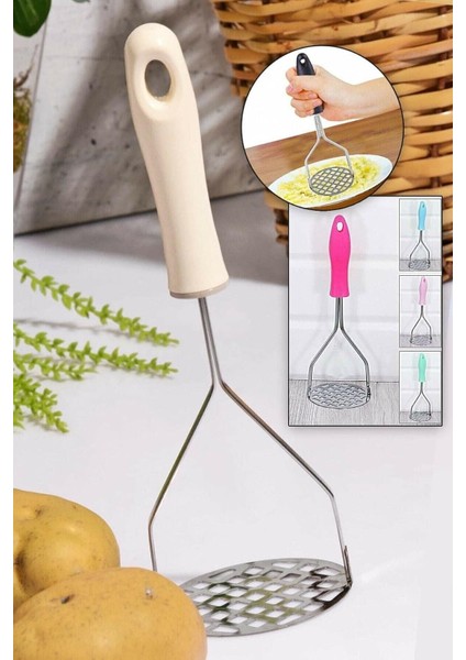 Metal Saplı Paslanmaz Çelik Patates Ezici (Plastik Saplı)