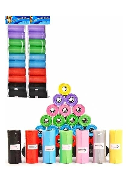 Kyrotech 20 Rulo (300 Adet) Renkli Köpek ve Kedi Kaka Poşeti | Dayanıklı Atık ve Çöp Torbası, Taşınabilir Poop Bag Set fiyatları