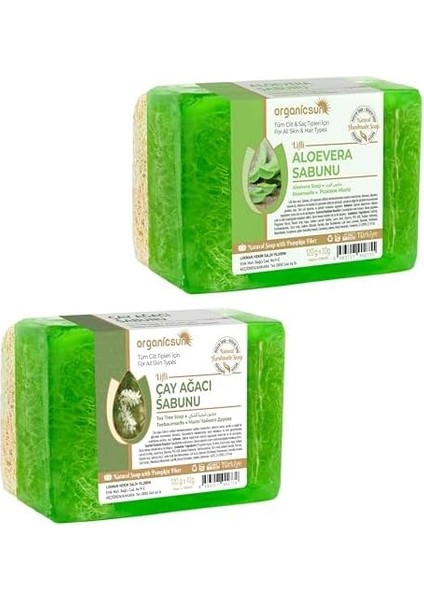 Organicsun 2'li Set Doğal Kabak Lifli Aloe Vera Sabunu ve Kabak Lifli Çay Ağacı Sabunu fiyatları