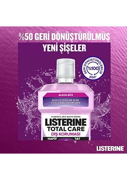 Listerine, Total Care, Diş Koruyucu, 6 Etkili Florürlü Ağız Bakım Ürünü, Hafif Tat, Sıfır Alkol, Nane Aromalı, 250ML fiyatları