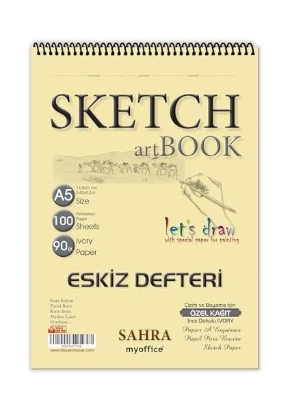 A5 Eskiz Defteri - 90 Gr. 100 Yaprak Spiralli Kaliteli Sanatçı Çizim Defteri fiyatları