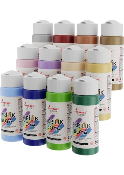 Rose Pastel Renkler Akrilik 12'li Set 12X60 ml