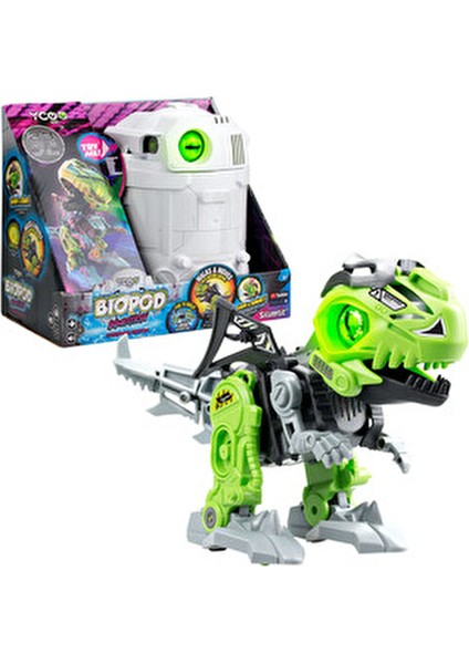Biopod Inmotion Cyberpunk Dinozor Robot Beyaz Kapsül İçinde 18 Parça ile 5 Yaş ve Üstü İçin