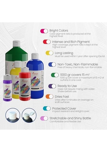 Rose Tüm Renkler Akrilik 12'li Set 12X120 ml fiyatları