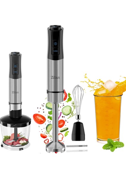 1 Arada 1 Arada 1200 W Daldırma Mikseri, Doğrayıcı, Çırpıcı, Süt Köpürtücü, Güçlü Dozaj Bardağı, 12 Vitesli Turbo Kıyma Makinesi En Sert Malzemeleri Karıştırmak Için