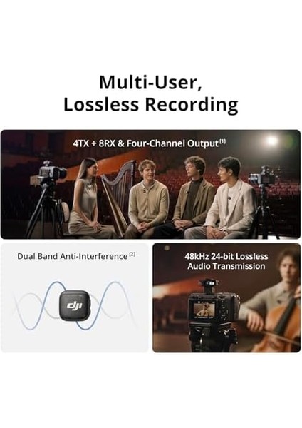 Djı Mic 3 (2 Tx + 1 Rx + Şarj Kutusu), /kamera/ Için Kablosuz Mikrofon, Ultra Hafif, Dengeli Ses Için Uyarlanabilir Kazanç Kontrolü, Çift Bantlı Girişim Önleyici, 28 Saat Kullanım, Vlog modelleri