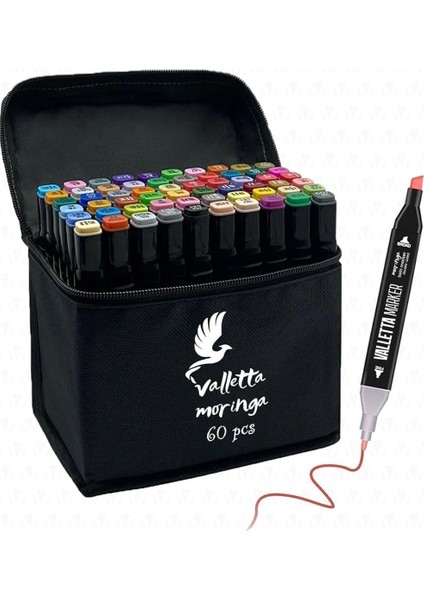 Moringa 60'lı Çift Taraflı Art Marker Keçeli Seti Çantalı