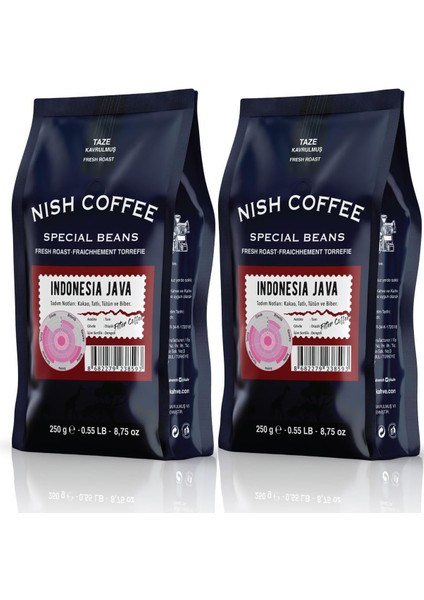 Nish Kahve Filtre Kahve Endonezya Java 2X250 Gram Çekirdek