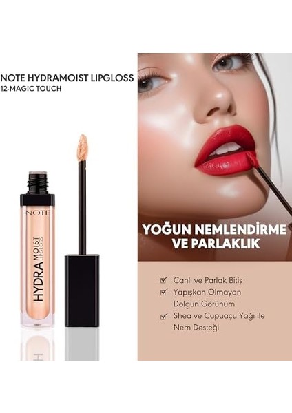 Note Hydramoist Lipgloss 12 Magic Touch Nemlendirici Dudak Parlatıcısı, Işıltılı