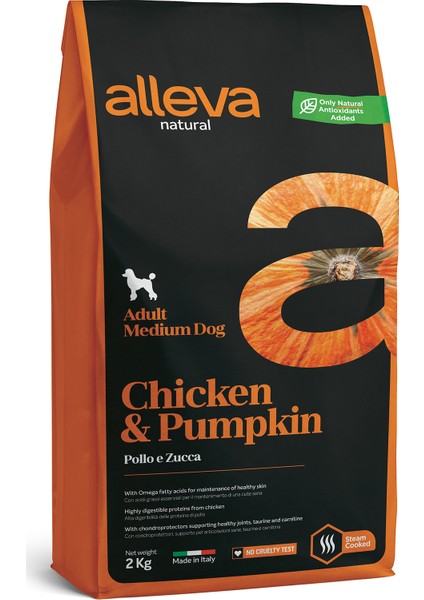 Natural Tavuklu & Balkabağı Düşük Tahıllı Orta Irk Yetişkin Köpek Maması 2 Kg