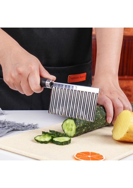 Silikon Saplı Çok Işlevli Paslanmaz Çelik Doğrayıcı Dalgalı Patates Havuç Kesici Kızarmış Sebze Dilimleyici Patates Bıçağı modelleri