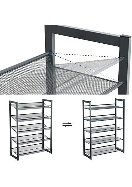 5 Katlı Ayakkabı Rafı, Genişleyen Metal Ayakkabı Rafı Ayarlanabilir Ayakkabı Rafı 15-20 Çift Ayakkabı, Bot, Topuklular Için Uygun, 74X104X307CM Koyu Gri LMR005GB fiyatları