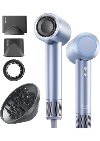 Pluzz X116 Ultra Iyonlu Saç Kurutma Makinesi Ultra Sessiz ve Hızlı Kurutma (Gümüş)