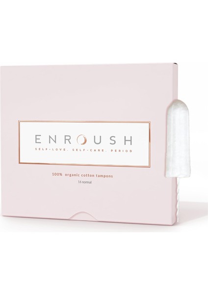 Enroush 100% Organik Pamuklu Tampon | Doğada Çözünür ve Toksinsiz | Hipoalerjenik - Tahriş ve Alerji Yapmaz | Ultra Emici - Sızdırmaz Koruma| Vücudunuz Için Sağlıklı ve Konforlu Seçim - 16 Adet Normal