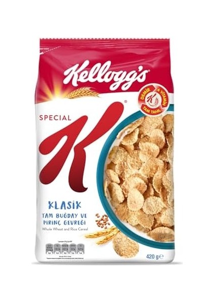 Kellogg's Special K Klasik Kahvaltılık Tam Buğday ve Pirinç Gevreği 420 Gr,tam Tahıllı,lif Kaynağı,demir ve 6 Vitamin Kaynağı,folik Asit ve Minarel Içerir,tam Buğdaylı,vitamin B12 modelleri