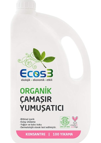 Ecos3 Organik Çamaşir Yumuşatici (2500 ml - 100 Yıkama) 1 Paket(1 x 2500 Ml)