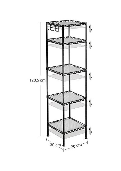 Rafı, Ayaklı Raf, Metal, Sağlam, 100 Kg'a Kadar Taşıma Kapasitesi LGR23BK fiyatları