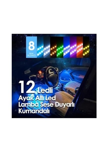 Oto Market Ayak Altı LED 12 Ledli Lamba Duyarlı LED Müziğe Duyarlı LED fiyatları