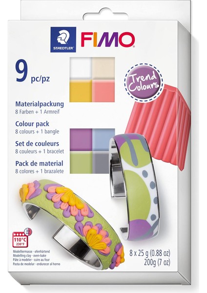 8023 C8-1p Mp Soft Modelleme Kili Pastel Renkler (25 gr x 8 Blok ve Bilezik)