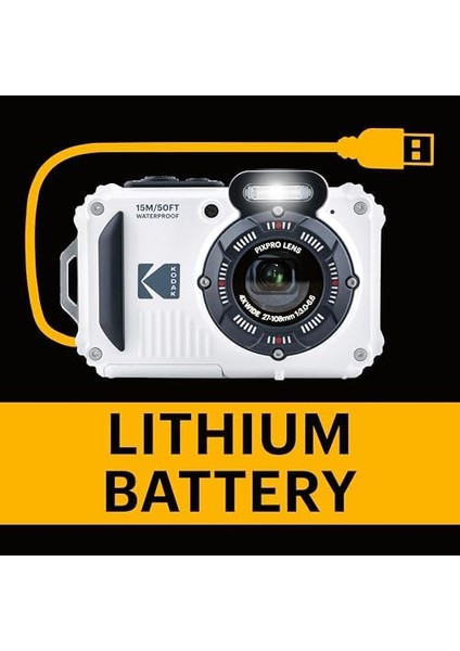Kodak Pıxpro Wpz2 15M Su Geçirmez Fotoğraf Makinesi - 16MP, 4x Optik Zoom, 1080P Full Hd Video (Beyaz) modelleri