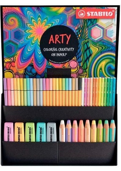 Pastel Mix Set Arty - Fosforlu, Çok Yetenekli, Sulu, Premium Keçeli - 50'li Paket - Çeşitli Renkler